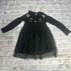 EUC Carter's Black Cat Dress with Leopard Accents Size 2T